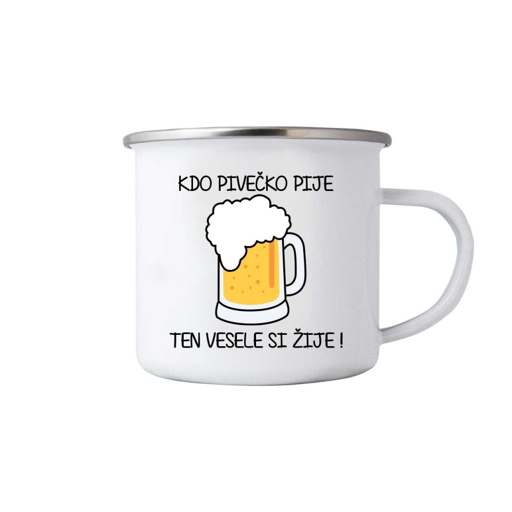 Fehér bádog bögre 380ml képpel - sör