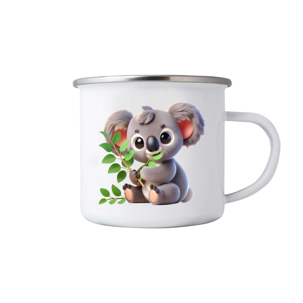 Fehér bádog bögre 380ml képpel - aranyos koala