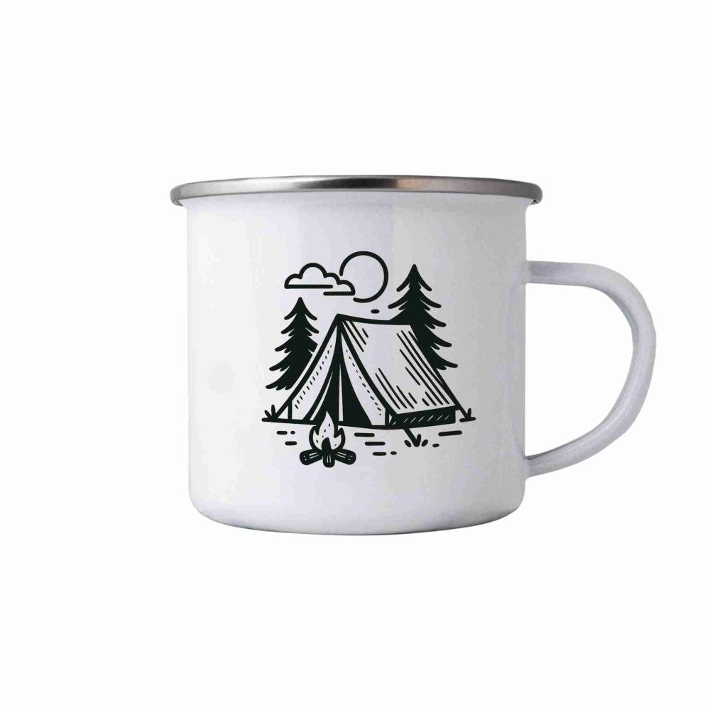 380ml fehér bádog bögre képpel - kempingezés