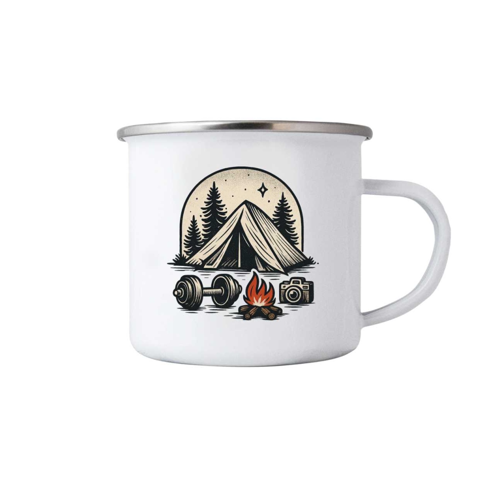 380 ml-es fehér bögre képpel - kempingezés és hobbi