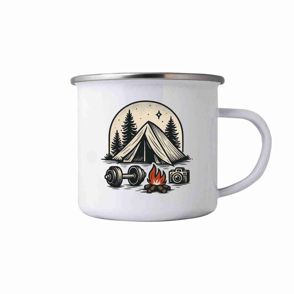 380 ml-es fehér bögre képpel - kempingezés és hobbi