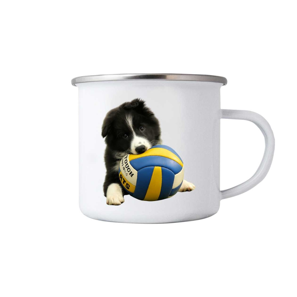 Fehér bögre 380ml képpel - border collie kölyök