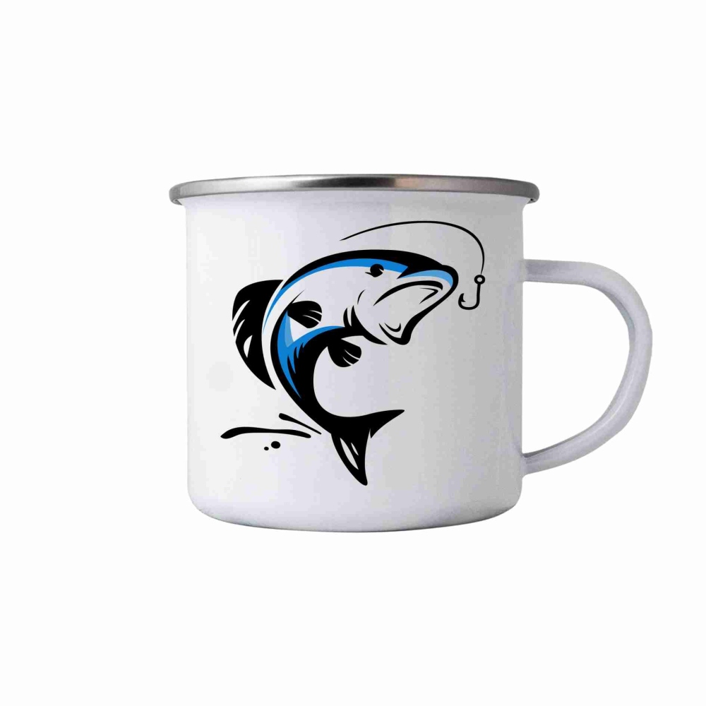 380ml fehér bádog bögre képpel - csuka 3