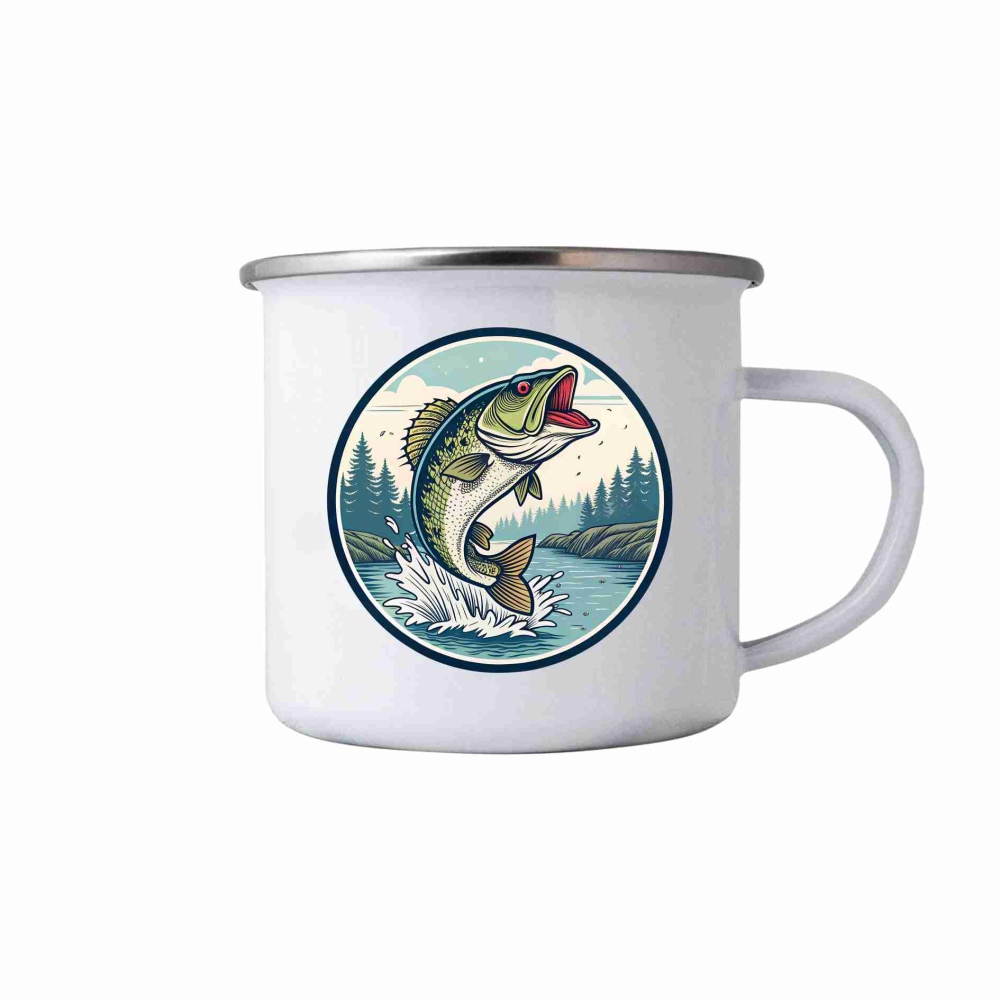 380ml fehér bádog bögre képpel - csuka 4