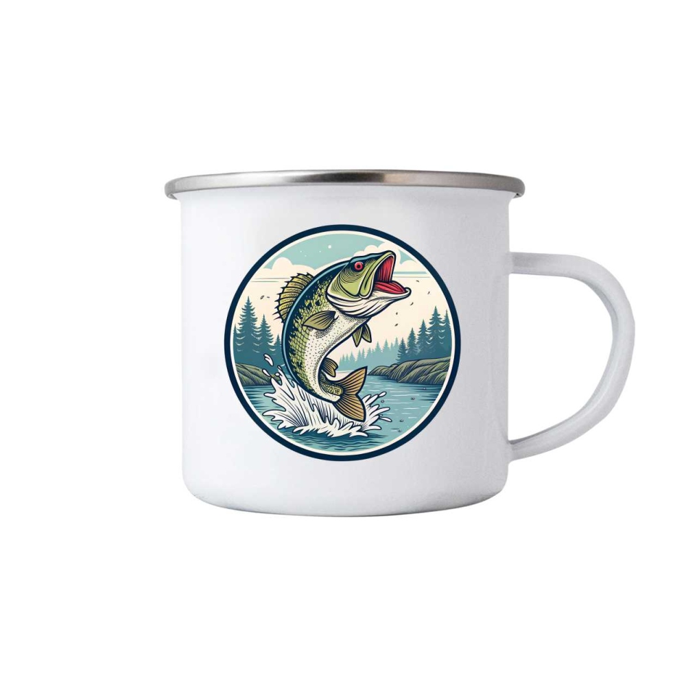 380ml fehér bádog bögre képpel - csuka 4