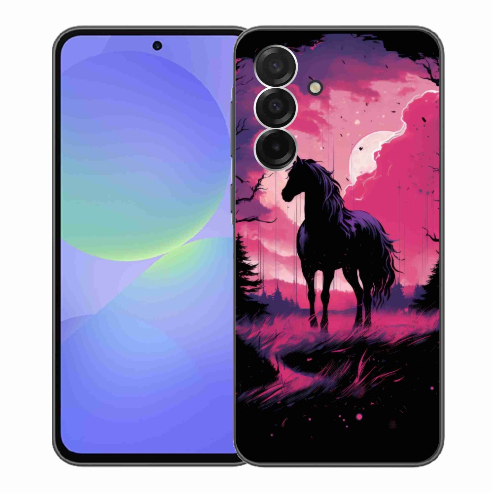 Zselés borítás mmCase Samsung Galaxy A36 5G - fekete rajzfilm ló 1