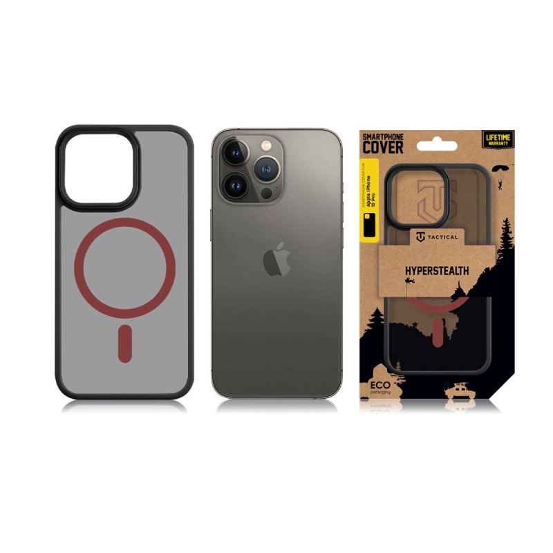 Taktikai MagForce Hyperstealth 2.0 borító iPhone 13 Pro fekete/piros színű készülékhez