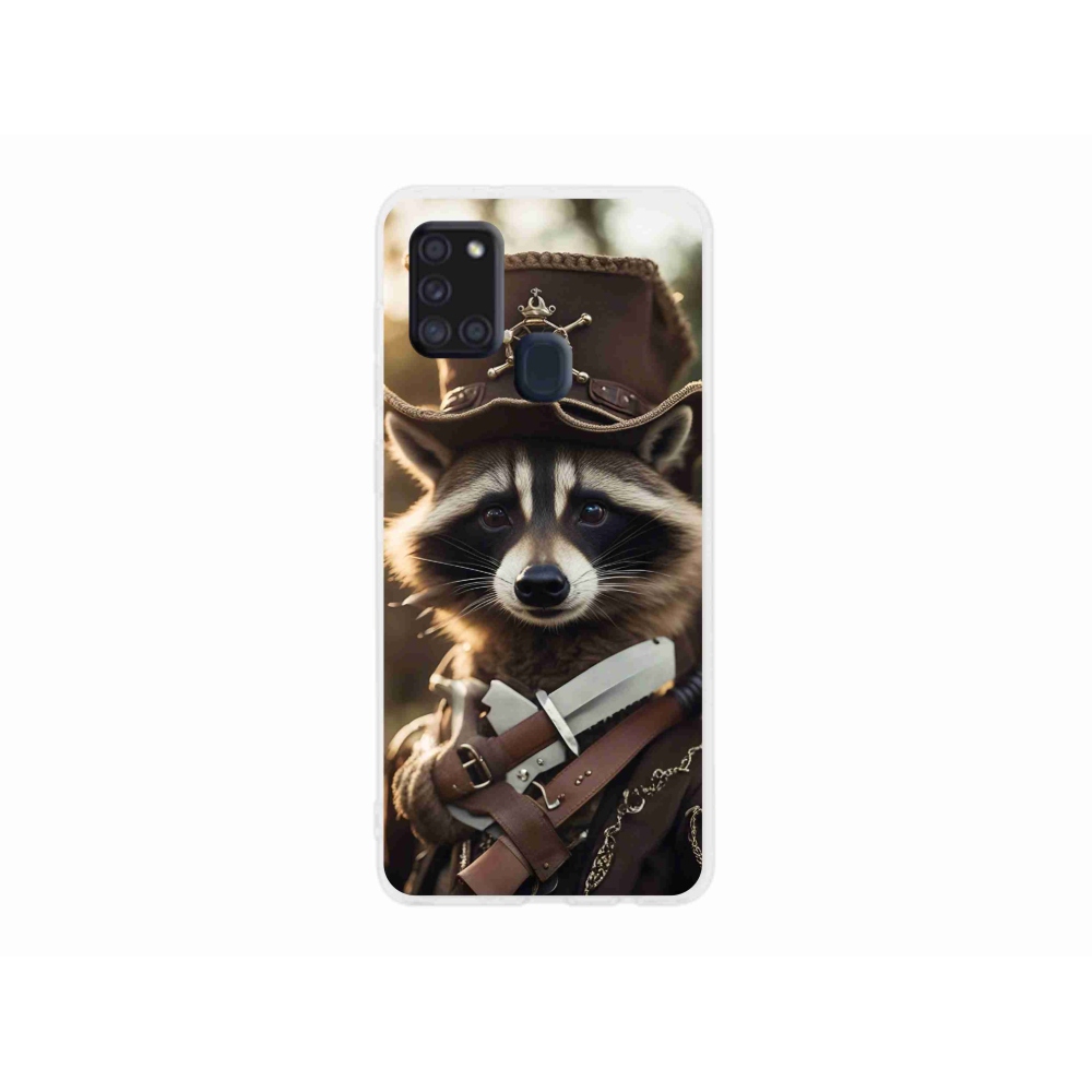 Zselés borítás mmCase Samsung Galaxy A21s készülékhez - mosómedve egyenruhában