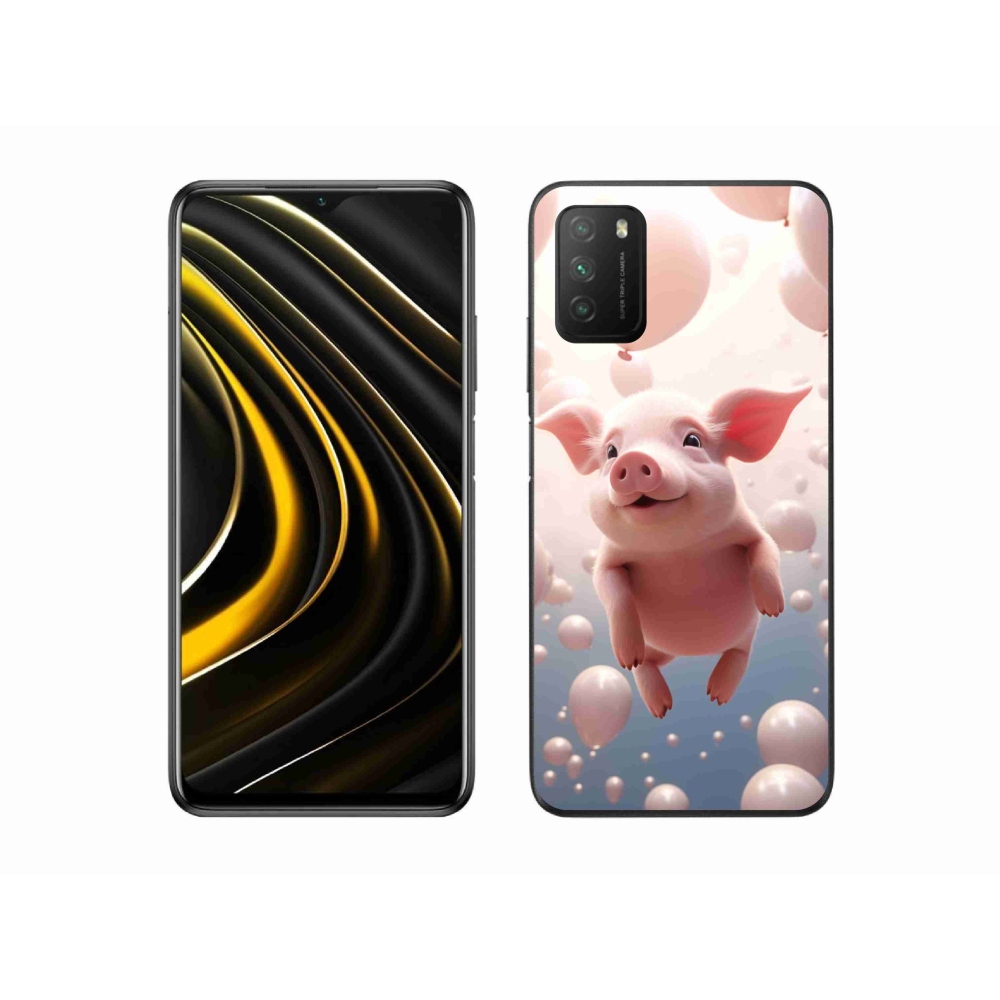 Gél borítás mmCase a Xiaomi Poco M3-hoz - malac lufikkal