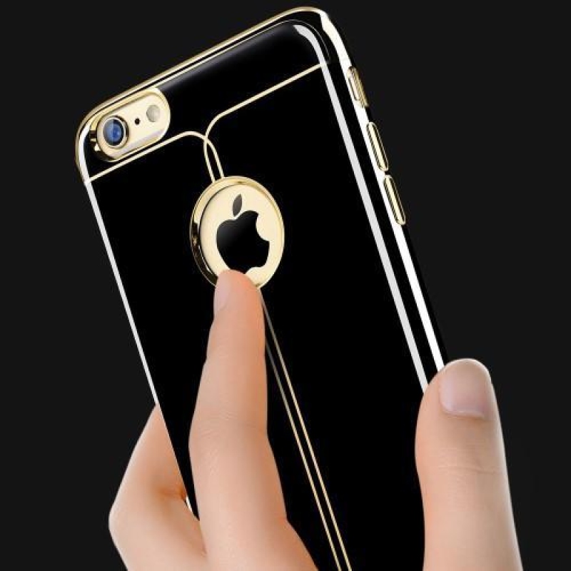 Fekete elegáns zselés tok iPhone 6s Plus és 6 Plus készülékhez - ezüst színben