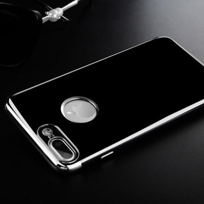 Fekete elegáns zselés tok iPhone 8 Plus és iPhone 7 Plus készülékhez - ezüst színben