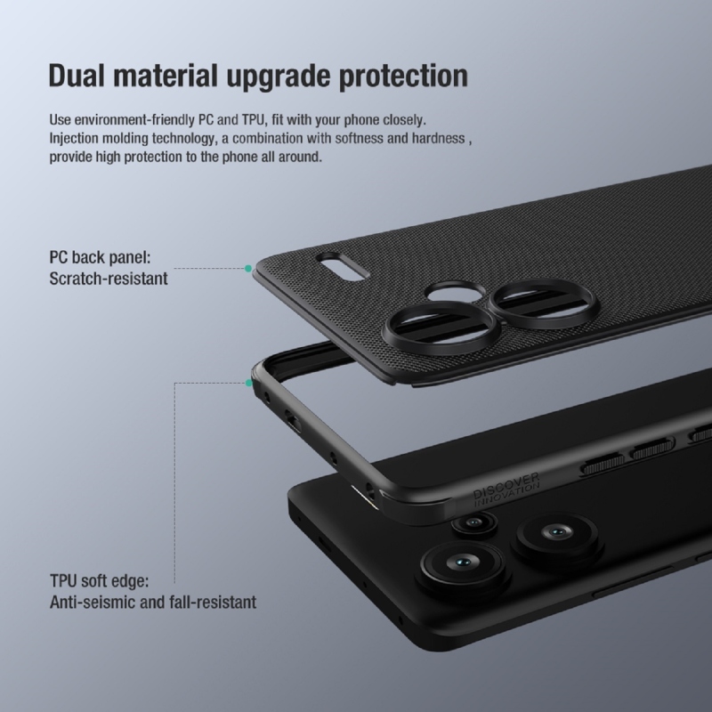 Nillkin Super Frosted PRO hátlap a Xiaomi Redmi Note 13 Pro+ 5G Fekete számára