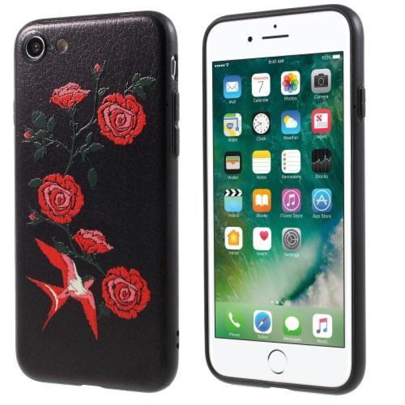 Bloom zselés tok iPhone 8 és iPhone 7 készülékhez - rózsa és madár