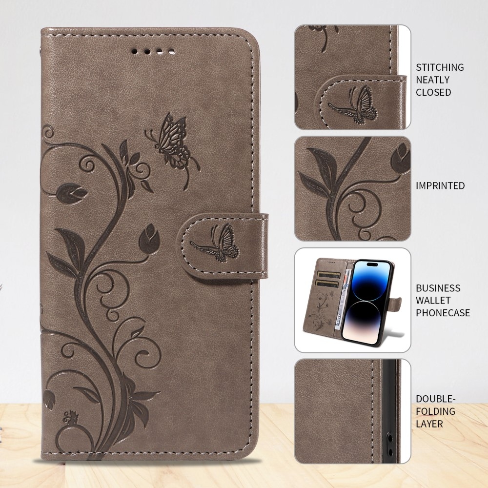 Virágok könyv tok Xiaomi Redmi A5 (173.45x79.35x8.45mm) - szürke