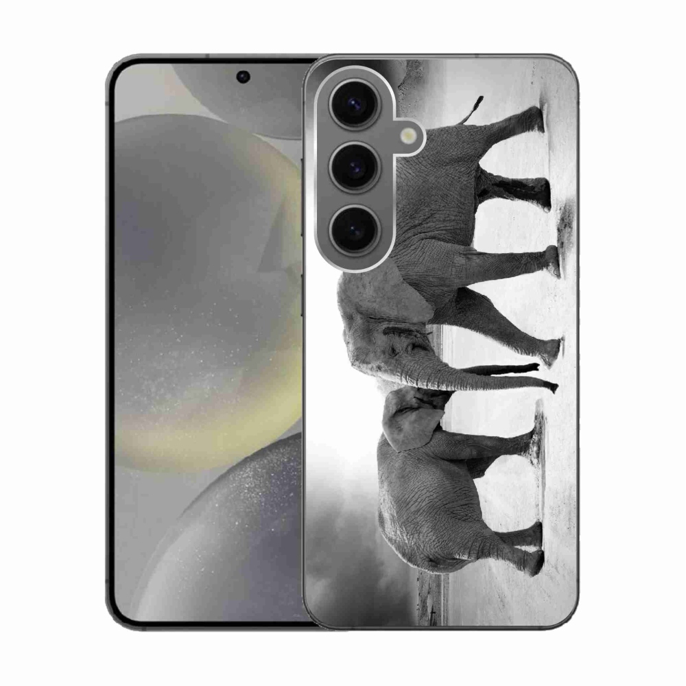 Gél borítás mmCase Samsung Galaxy S24 készülékhez - fekete és fehér elefántok