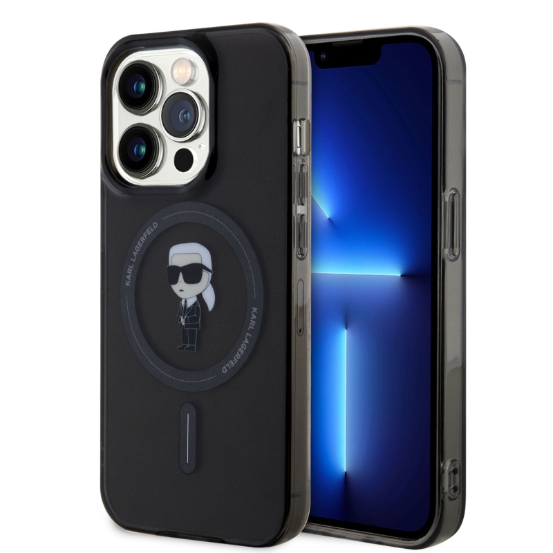 Karl Lagerfeld IML IML Ikonik MagSafe hátlap iPhone 15 Pro-hoz Fekete