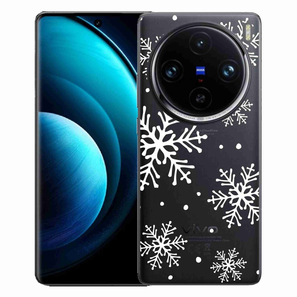 Zselés borítás mmCase a Vivo X100 Pro 5G készülékhez - fehér pelyhek átlátszó háttéren