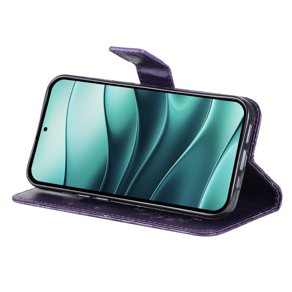 Napraforgó könyv tok Xiaomi Redmi Note 14 5G - sötét lila