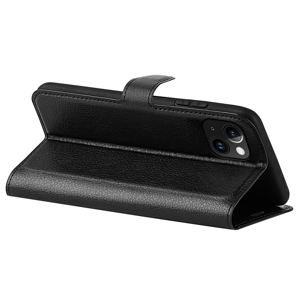 Litchi könyvtáska iPhone 15 készülékhez - fekete