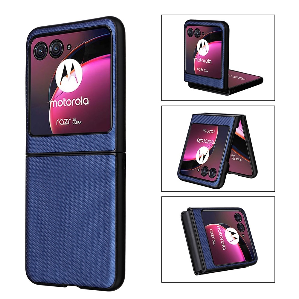 Textúrás műanyag borítás műbőrrel a Motorola Razr 40 Ultra 5G készülékre - kék