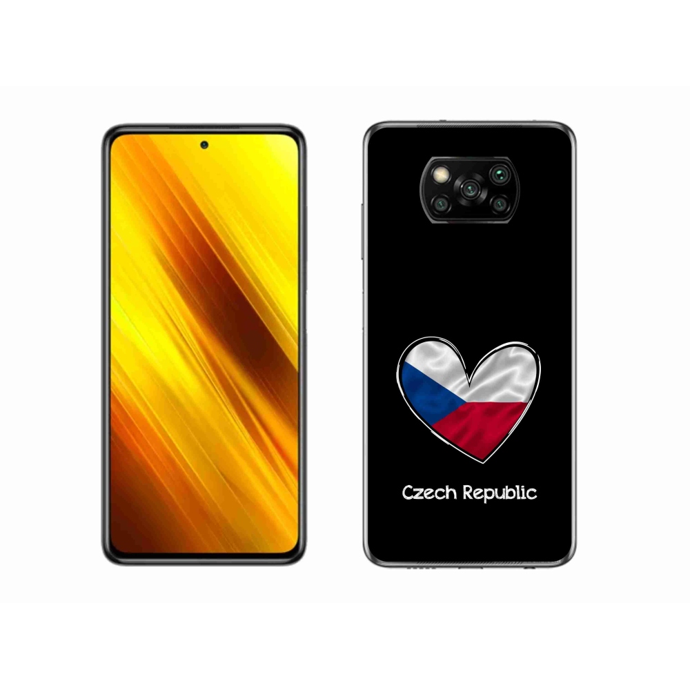 Gél borítás mmCase a Xiaomi Poco X3 Pro számára - szív zászló fekete háttérrel