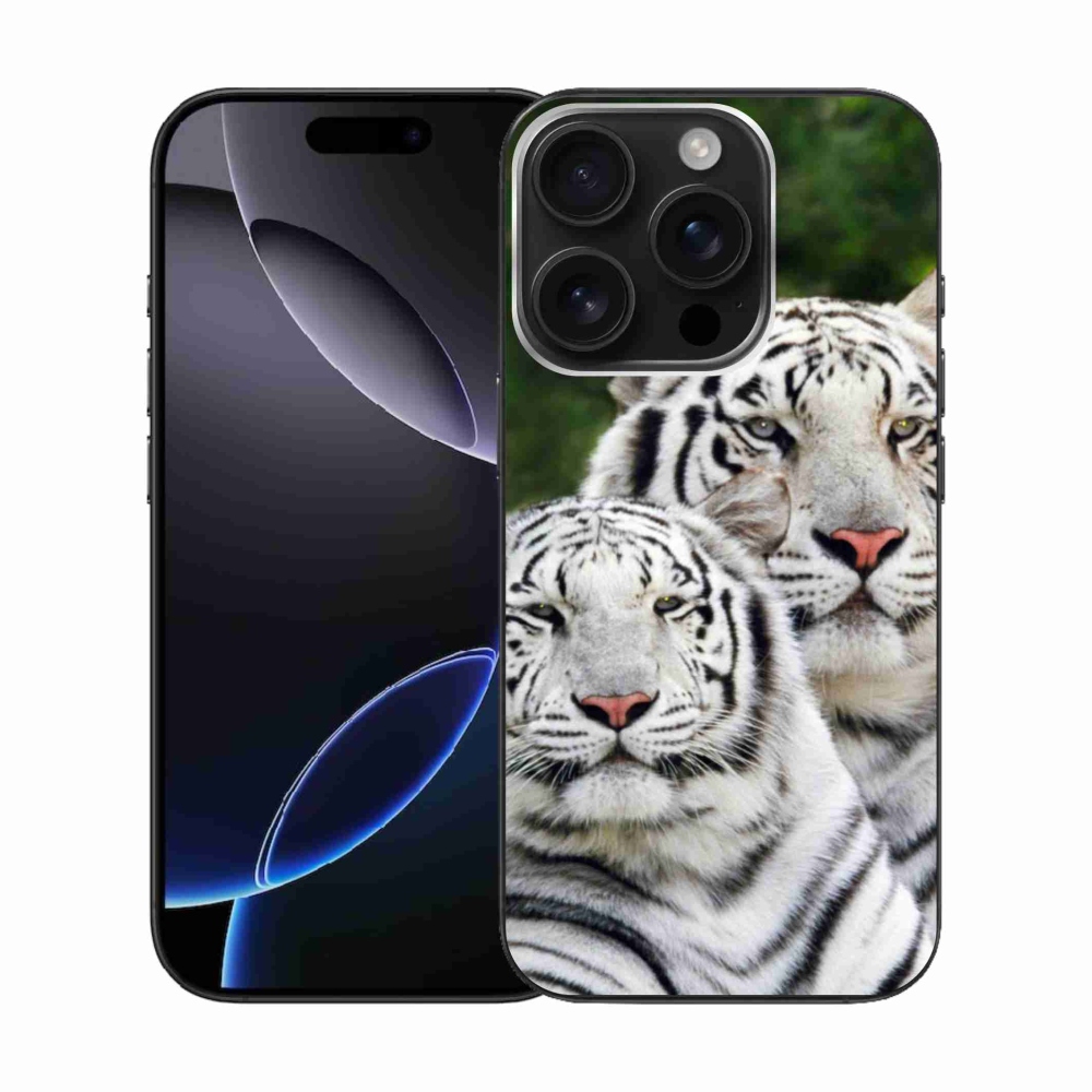 Gél tok mmCase iPhone 16 Pro készülékhez - fehér tigrisek