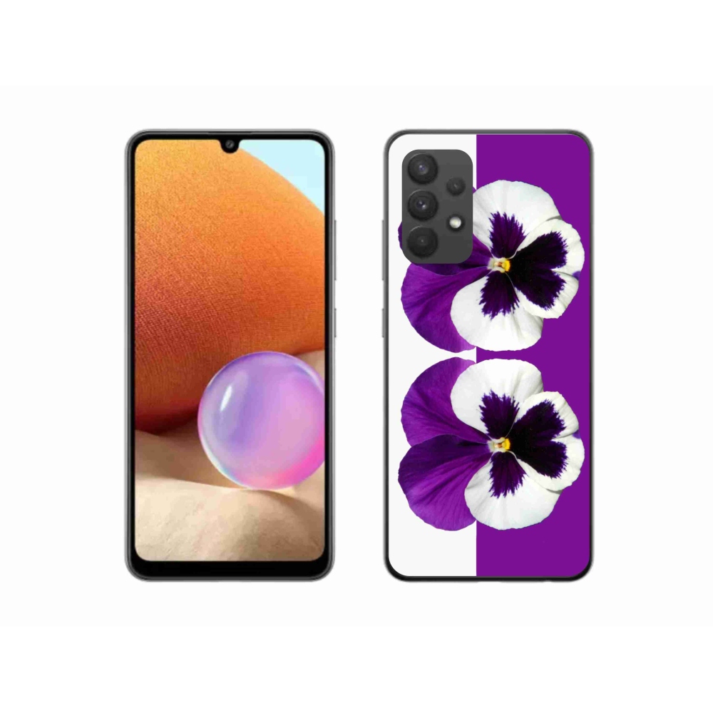 Gél borítás mmCase Samsung Galaxy A32 4G - lila és fehér virág