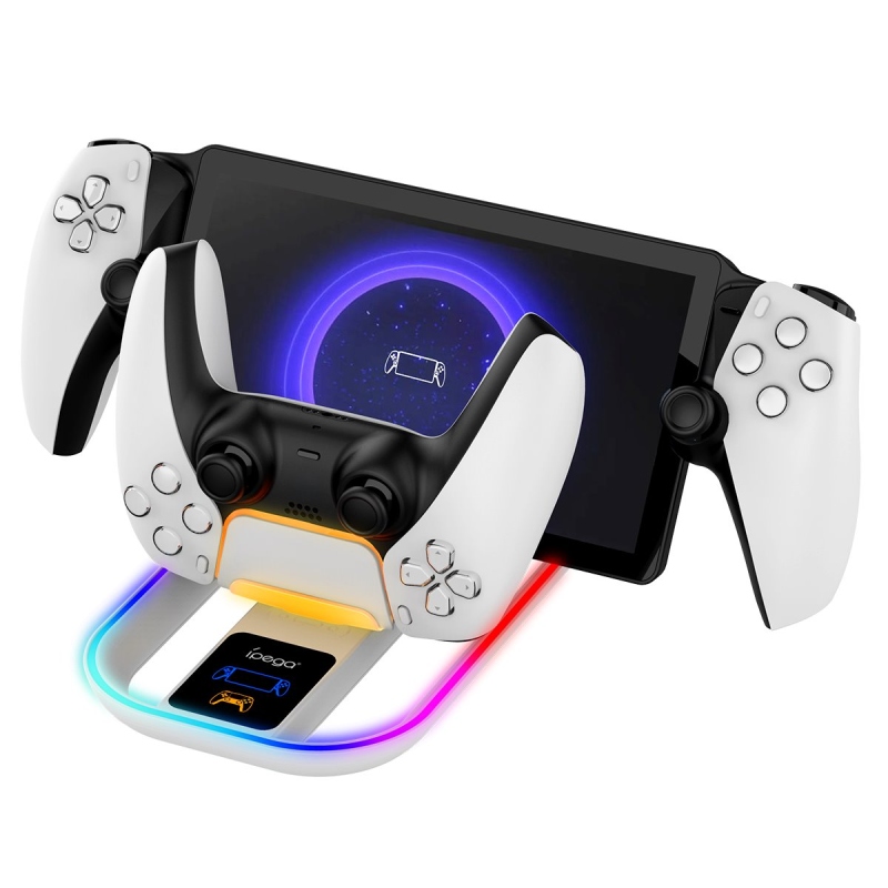 iPega P5P11 töltő dokkoló RGB 2in1 Playstation Portal távoli lejátszóhoz és PS5 vezérlőhöz Fehér színben
