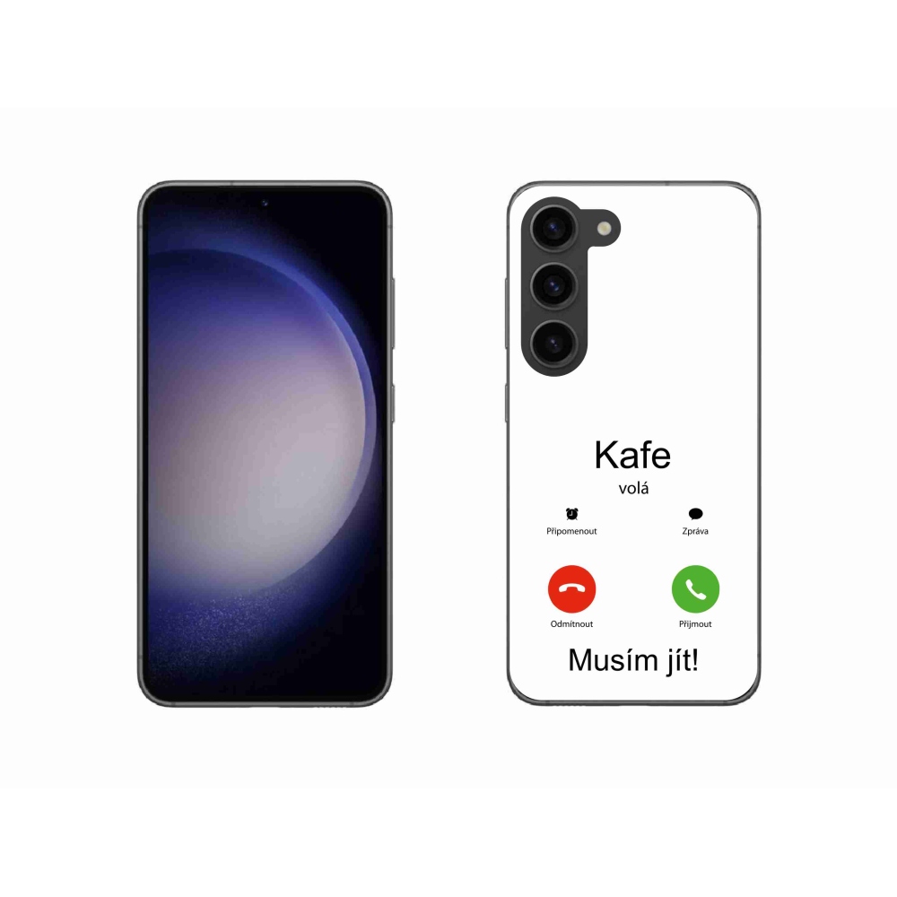 Gél borító mmCase Samsung Galaxy S23 5G - kávé hívó fehér háttérrel