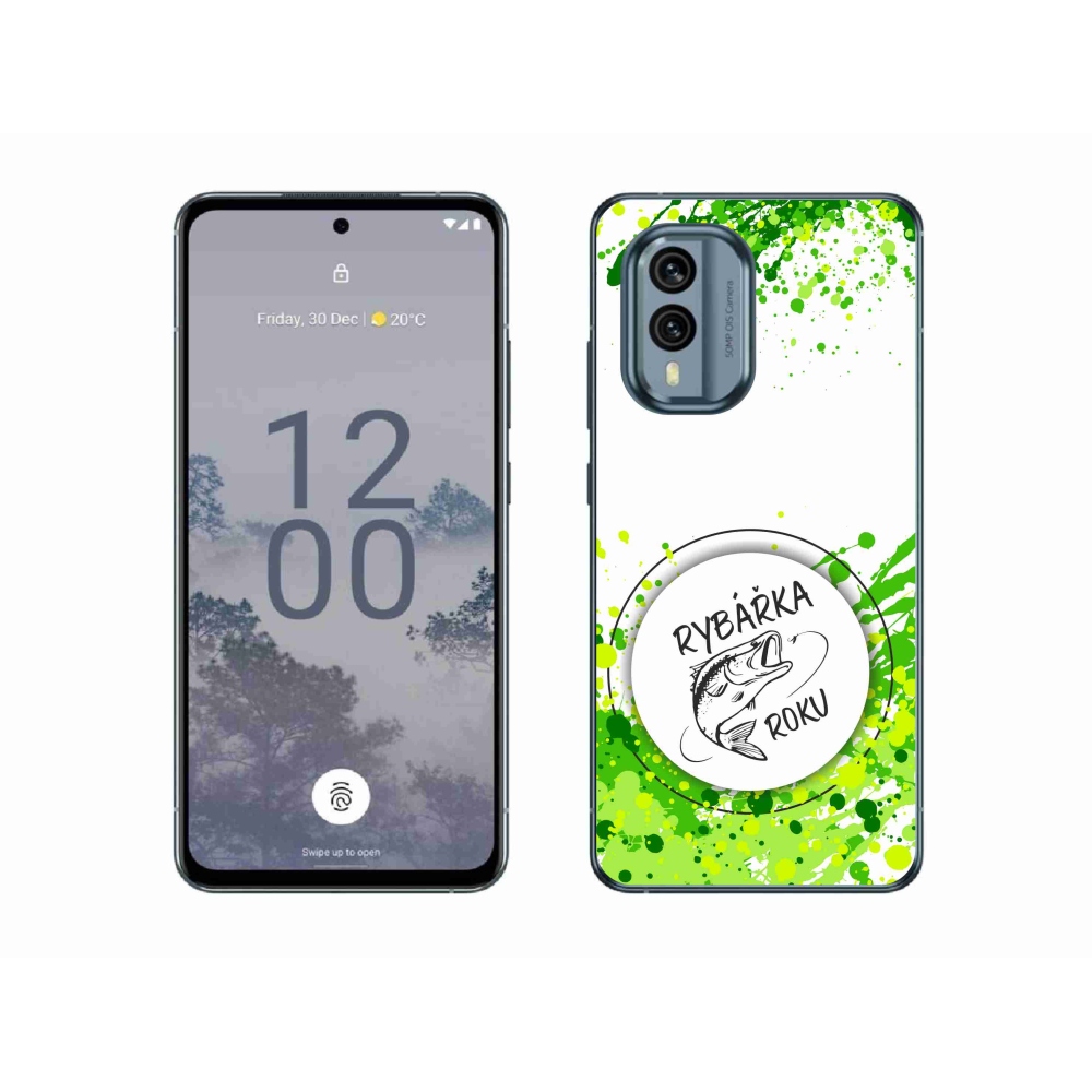Zselés borító mmCase a Nokia X30 5G készülékhez - Az év horgásza fehér háttérrel