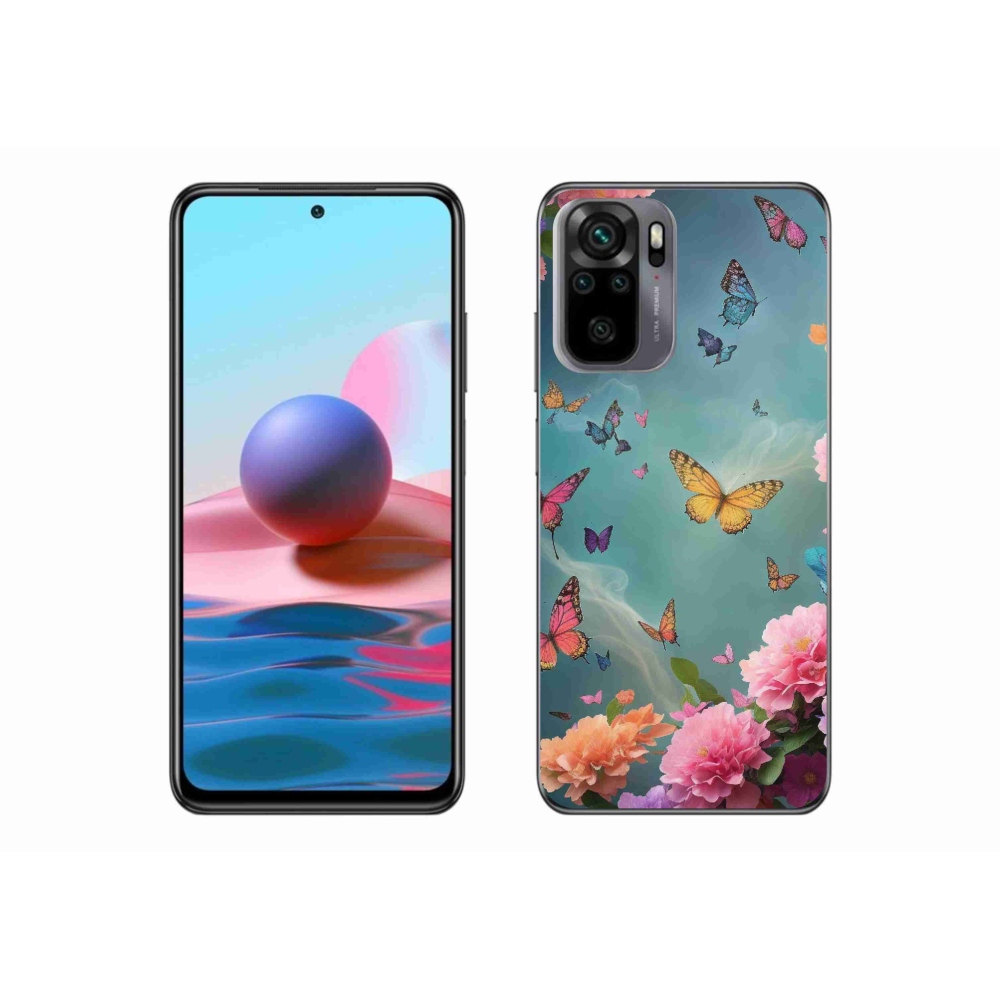 Gél borító mmCase a Xiaomi Redmi Note 10 4G-hez - színes virágok és pillangók