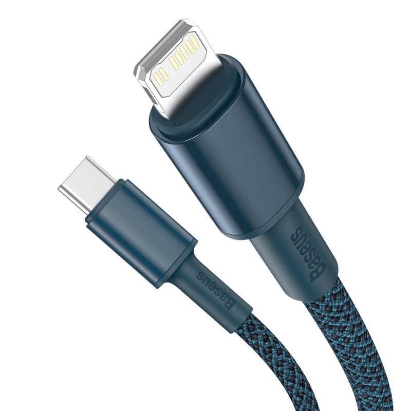 Baseus High Density Braided Series Gyors töltő kábel USB-C - világítás 20W 1m kék