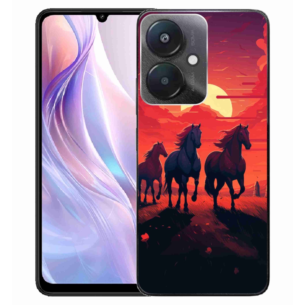 Gél borító mmCase a Xiaomi Redmi 13C 5G számára - lovak és naplemente