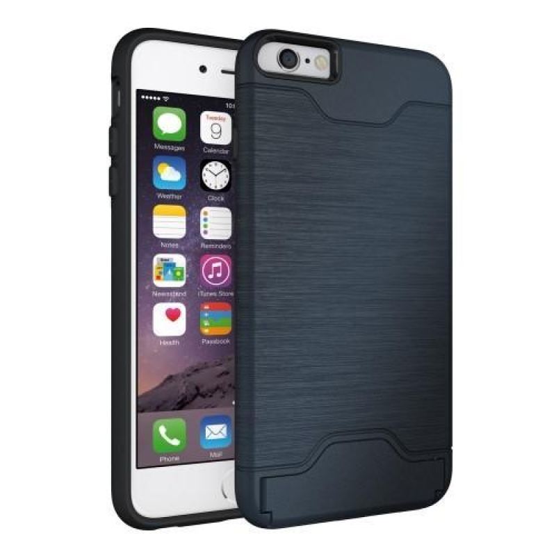 Ecsettel készült tartós tok rekesszel iPhone 6s Plus és 6 Plus készülékhez - sötétkék színben