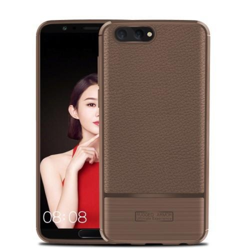 Ecsetes, stílusos zselés tok csiszolással Honor View 10 - barna színben