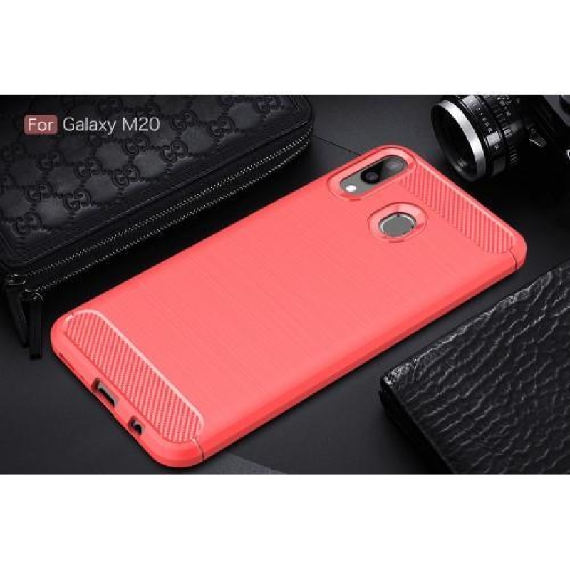 Csiszolt zselés tok Samsung Galaxy M20 készülékhez - piros