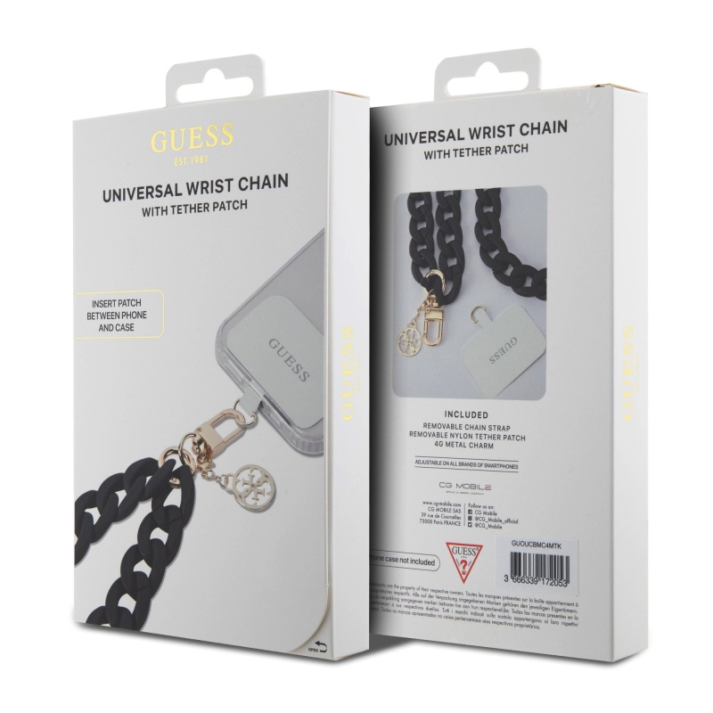 Guess Universal 4G Charm Fekete kézpánt