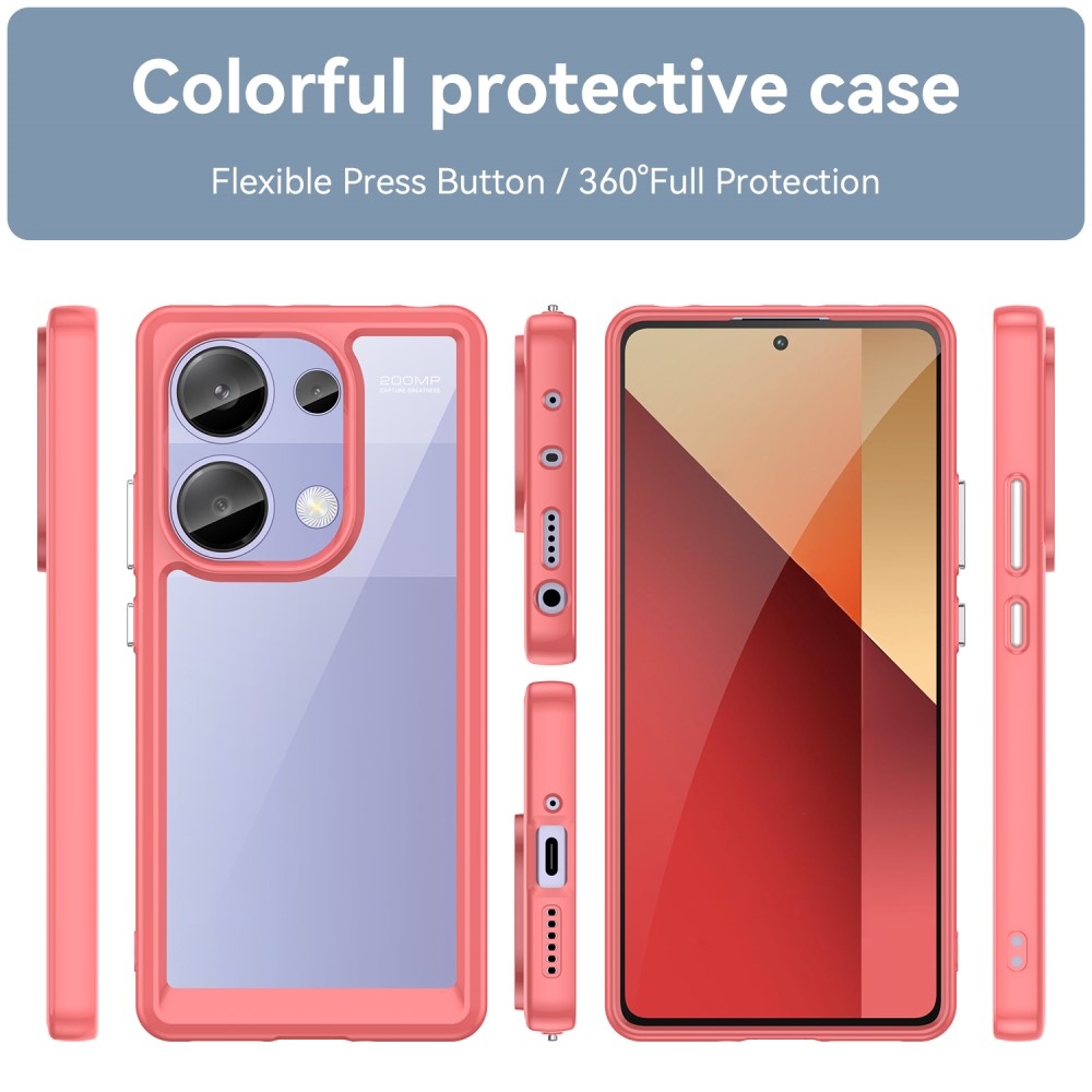 Gél tok kemény hátlappal a Xiaomi Redmi Note 13 Pro 4G/Poco M6 Pro számára - piros színű