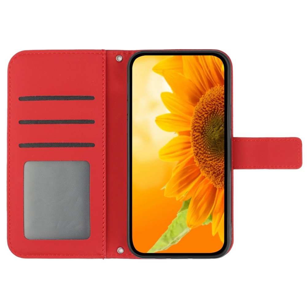 Napraforgó könyv tok Xiaomi Redmi Note 14 Pro-hoz - piros