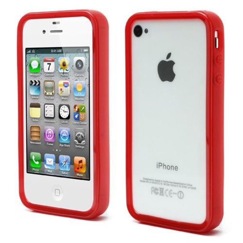 Zselés keret iPhone 4 és iPhone 4s modellekhez - piros színben