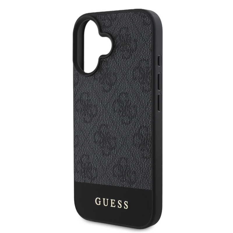 Guess PU 4G csíkos hátlap iPhone 16-hoz Szürke