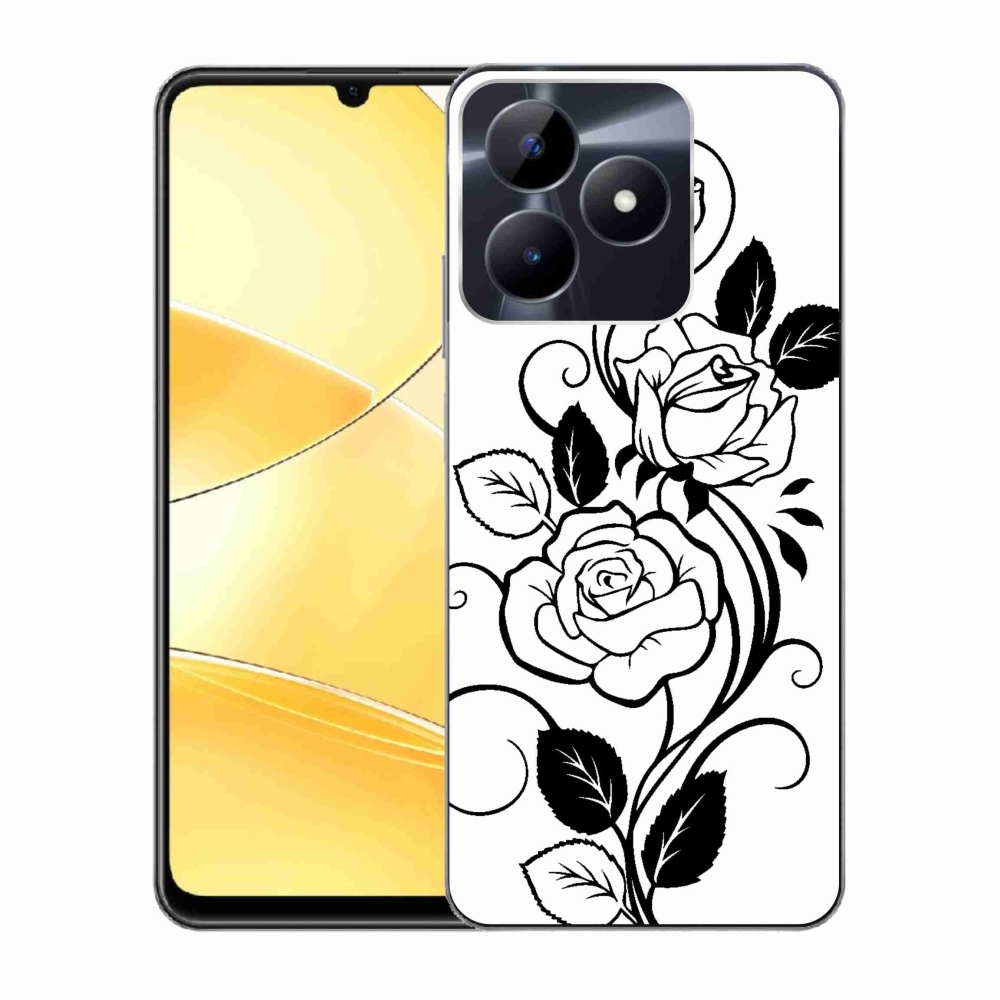 Zselés borító mmCase a Realme C51/C53 készülékhez - fekete és fehér rózsa