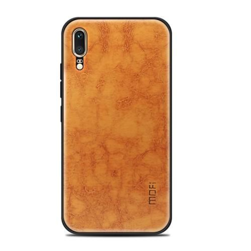 Üzleti tok PU bőr hátlappal Huawei P20-hoz - barna