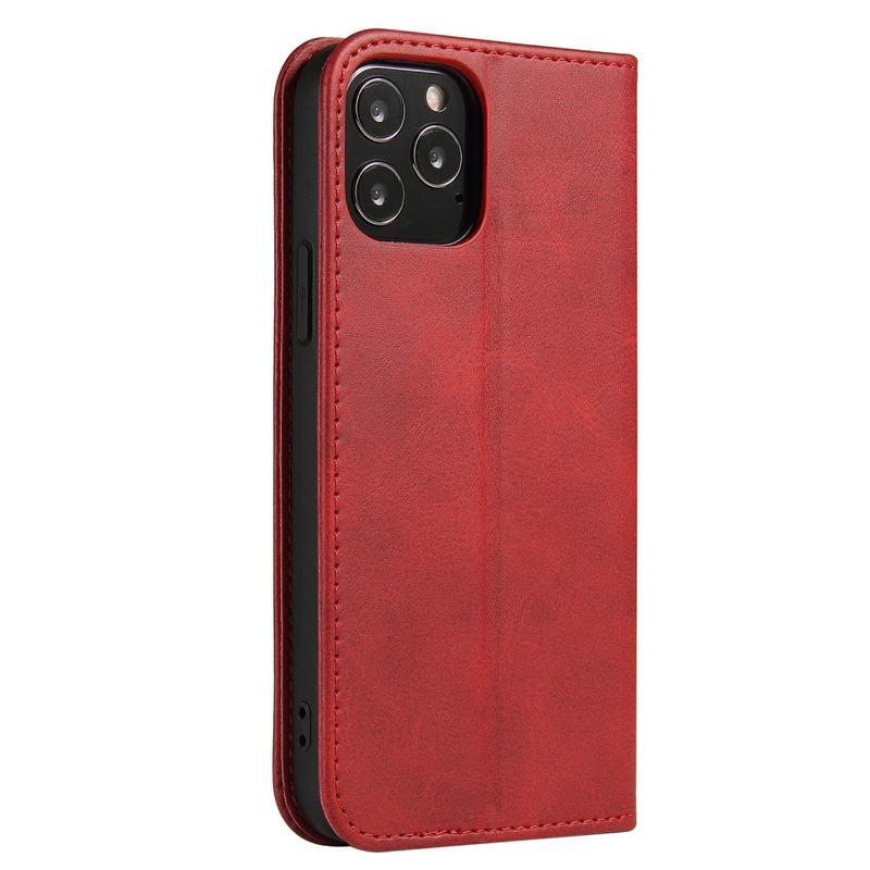 Üzleti PU bőr pénztárca tok iPhone 12 Pro Max készülékhez - piros