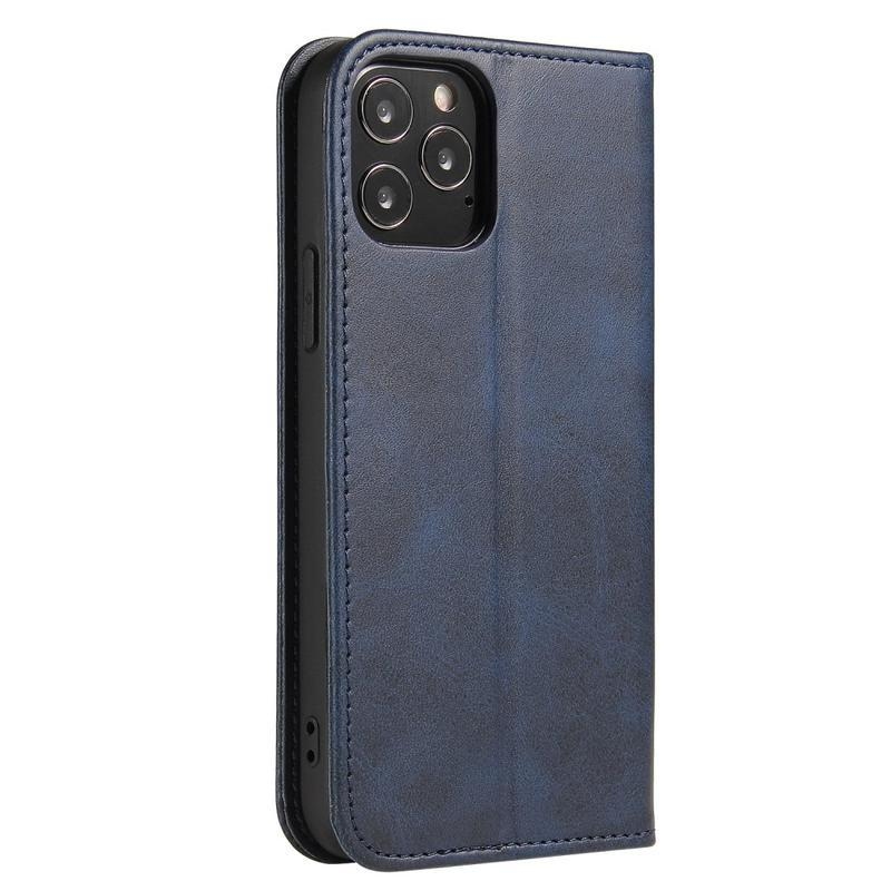 Üzleti PU bőr pénztárca tok iPhone 12 Pro Max készülékhez - kék