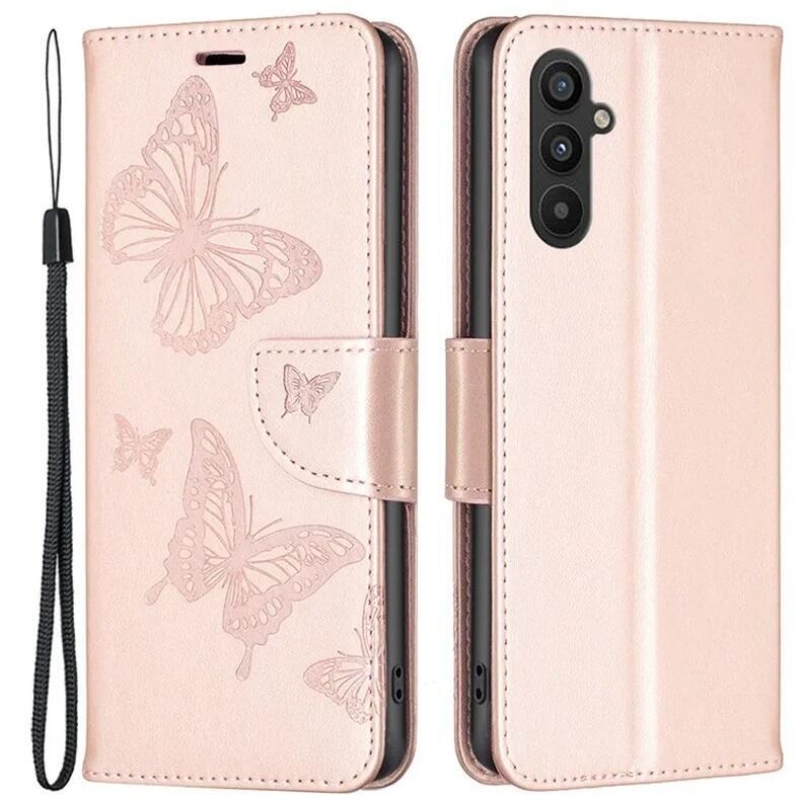 Pillangó könyv tok Samsung Galaxy A34 5G-hez - rózsaarany