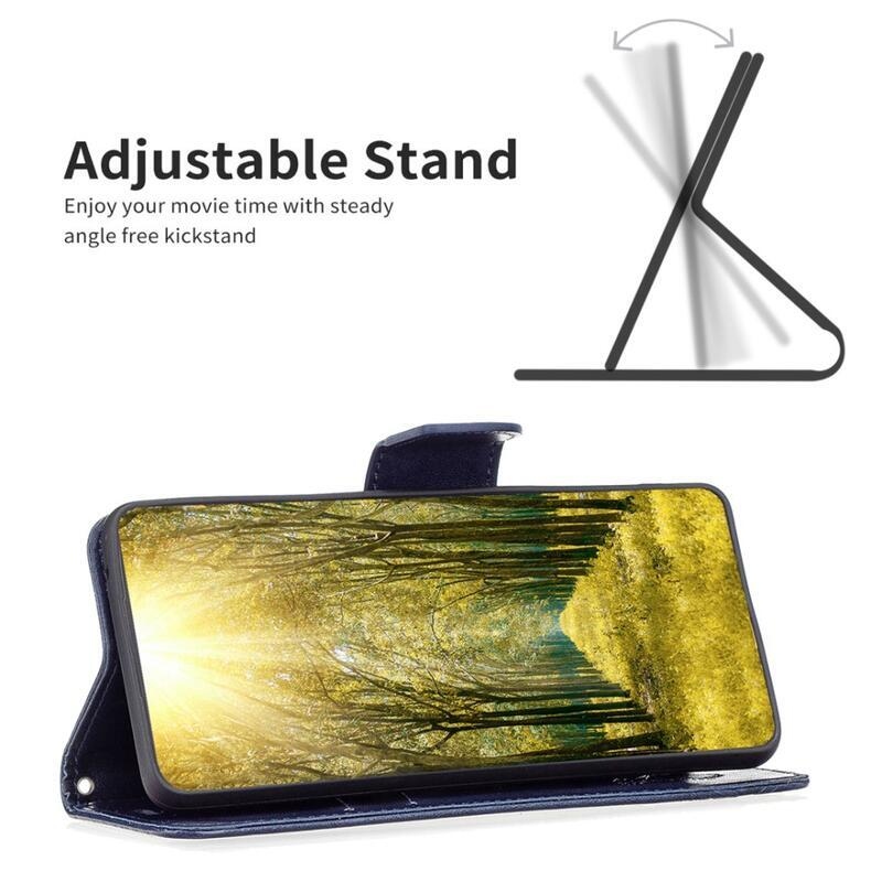 Pillangó könyv tok Samsung Galaxy A34 5G-hez - sötétkék