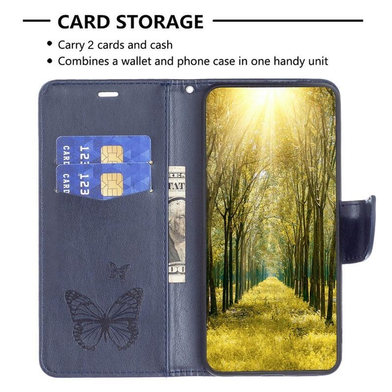 Pillangó könyv tok Samsung Galaxy A34 5G-hez - sötétkék