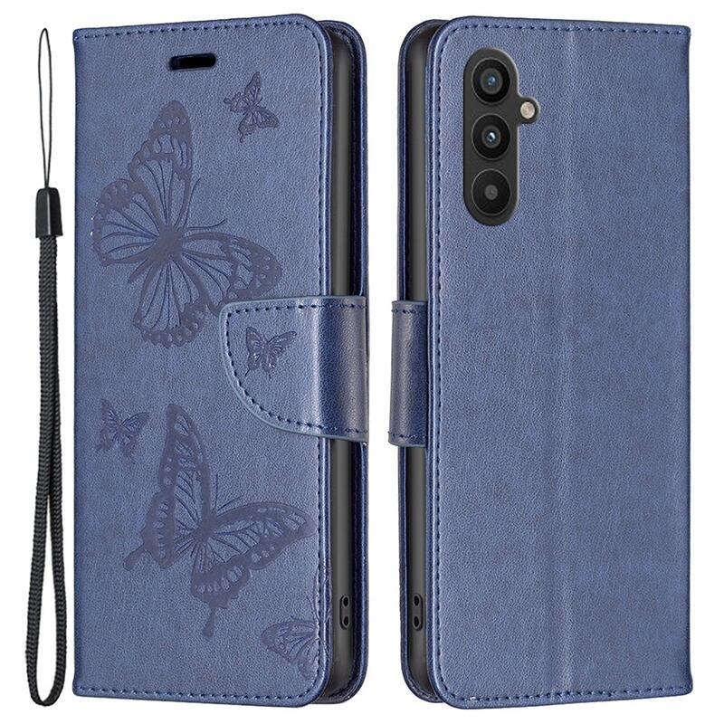 Pillangó könyv tok Samsung Galaxy A34 5G-hez - sötétkék
