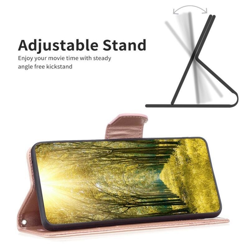 Pillangó könyv tok Samsung Galaxy A54 5G-hez - rózsaarany